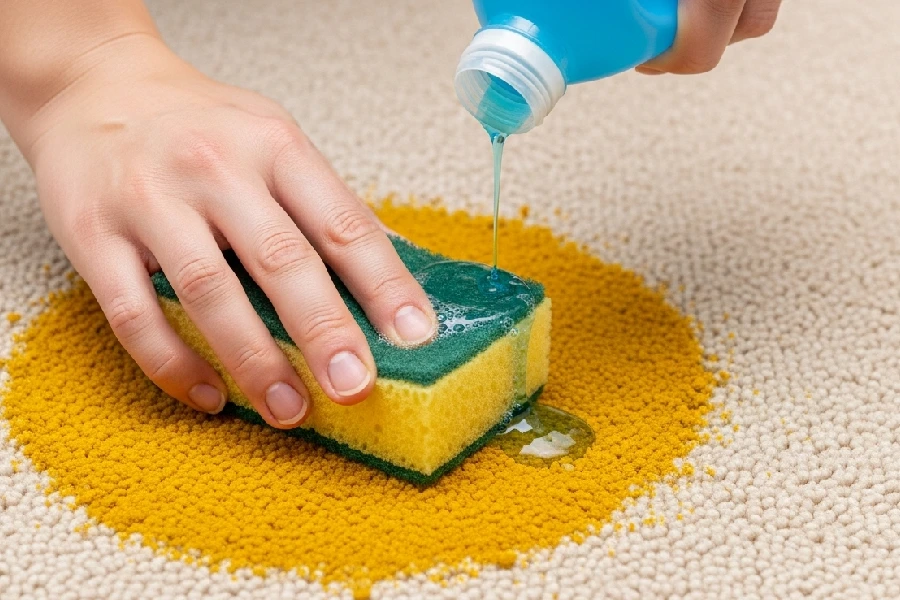 پاک کردن لکه زردچوبه از روی فرش