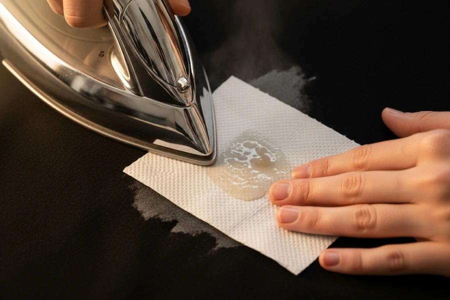 پاک کردن شمع از روی پارچه