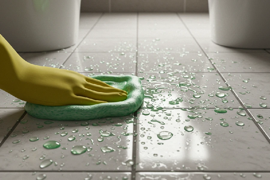 از بین بردن زردی کاشی توالت