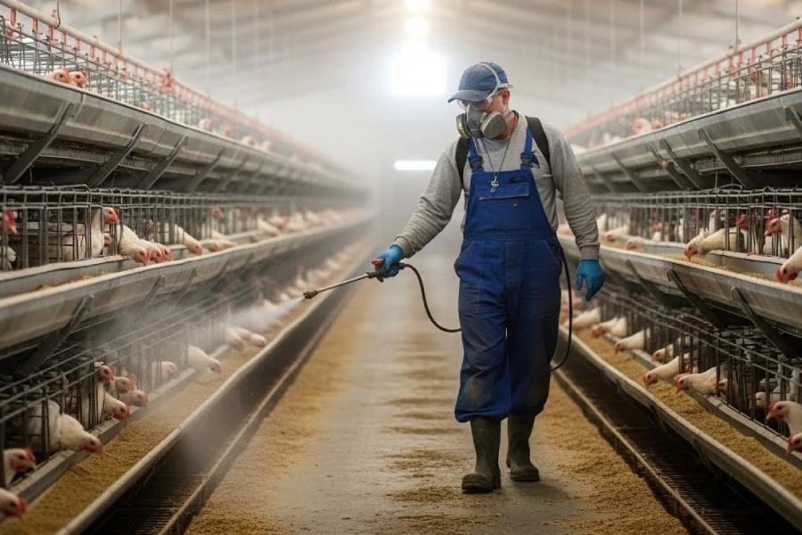 نحوه آهک پاشی مرغداری