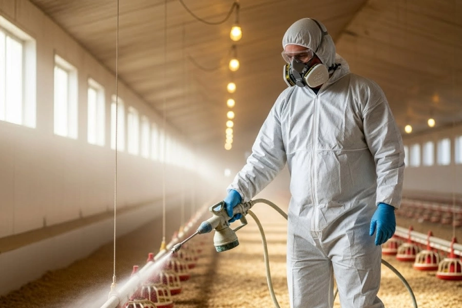 نحوه آهک پاشی مرغداری