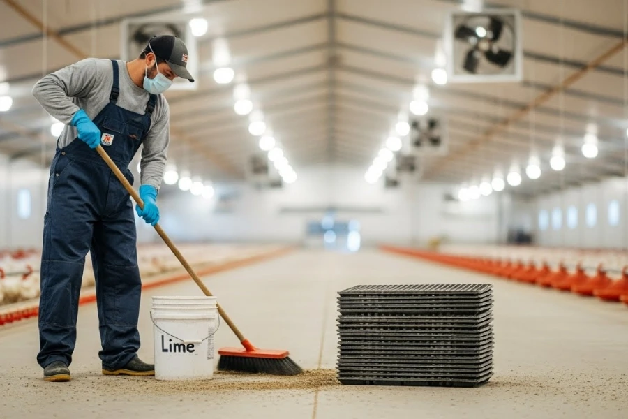 نحوه آهک پاشی مرغداری