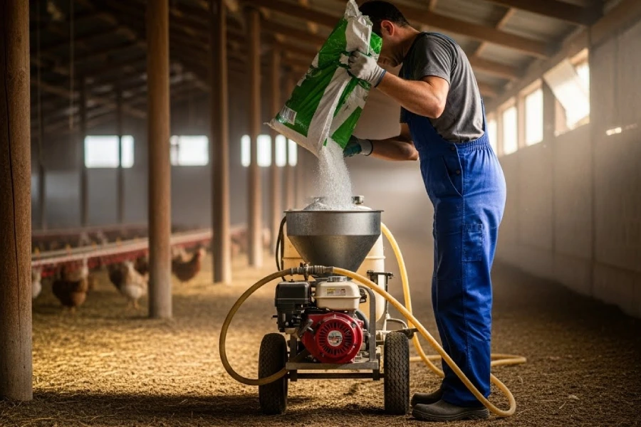 نحوه آهک پاشی مرغداری