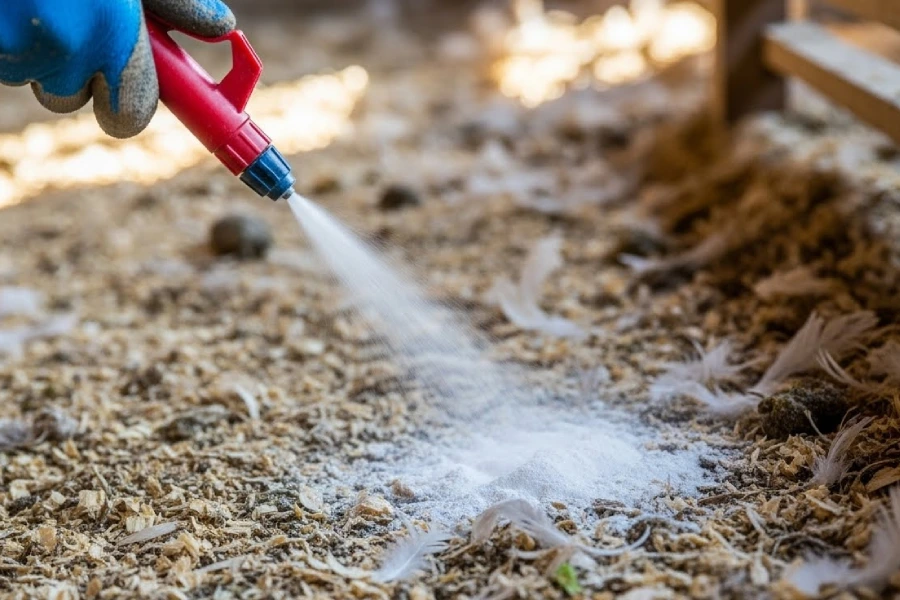 نحوه آهک پاشی مرغداری