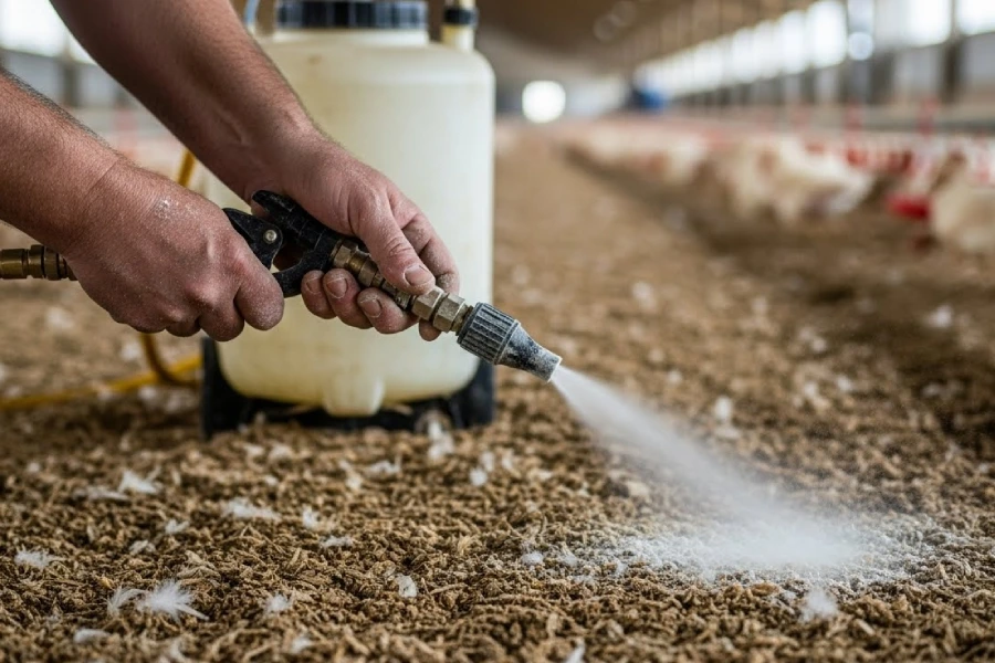 نحوه آهک پاشی مرغداری